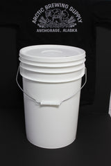 6 Gallon, Food-Grade Plastic Bucket Fermenters with Drilled Lid (1"hole, requires #5.5 stopper)
