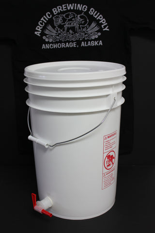 6 Gallon, Food-Grade Plastic Bucket Fermenters with Drilled Lid and Spigot